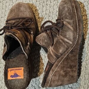 Rocketdog Brown Suede Wedge Mules, Womens Size 10, 4 Inch Heel